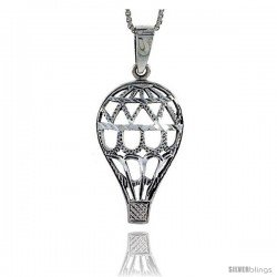 Sterling Silver Hot Air Balloon Pendant, 1 1/2 in tall