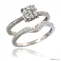 14k White Gold 2-Pc. Diamond Engagement Ring Set w/ 0.34 Carat Brilliant Cut ( H-I Color VS2-SI1 Clarity ) Diamonds, 1/4 in