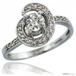 14k White Gold Swirl Diamond Engagement Ring w/ 0.46 Carat Brilliant Cut ( H-I Color SI1 Clarity ) Diamonds, 3/8 in. (10mm)