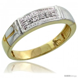 Gold Plated Sterling Silver Ladies Diamond Wedding Band, 3/16 in wide -Style Agy107lb