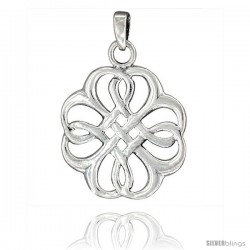 Sterling Silver Quaternary Celtic Knot Pendant, 1 3/8 in tall