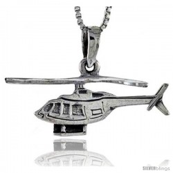 Sterling Silver Helicopter Pendant, 1 1/4 in in width.