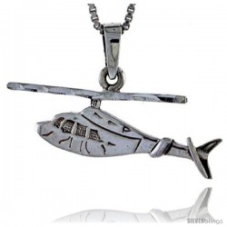 Sterling Silver Helicopter Pendant, 1 1/2 in in width.