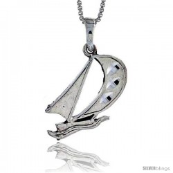 Sterling Silver Sailboat Pendant, 1 in tall