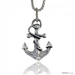 Sterling Silver Anchor Pendant, 3/4 in tall -Style Pa431