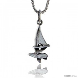 Sterling Silver Sailboat Pendant, 1 in tall -Style Pa432
