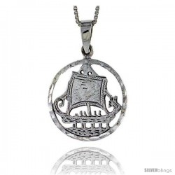 Sterling Silver Sailboat Pendant, 1 1/16 in tall