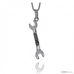 Sterling Silver Wrench Pendant, 1 1/2 in tall