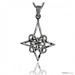 Sterling Silver Quaternary Celtic Knot Pendant, 1 3/8 in tall -Style Pa44