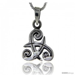 Sterling Silver Triskelion Celtic Symbol Pendant, 1 in tall