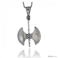 Sterling Silver Double Axe Pendant, 1 1/2 in tall