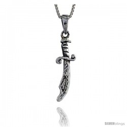 Sterling Silver Sword Pendant, 7/8 in in width.