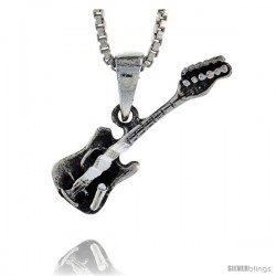 Sterling Silver Guitar Pendant, 3/4 in tall -Style Pa464