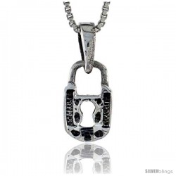 Sterling Silver Padlock Pendant, 1/2 in tall