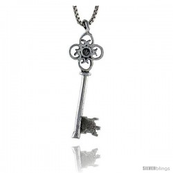 Sterling Silver Key Pendant, 1 1/4 in tall