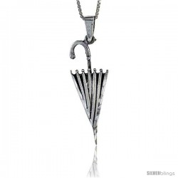 Sterling Silver Umbrella Pendant, 1 1/2 in tall