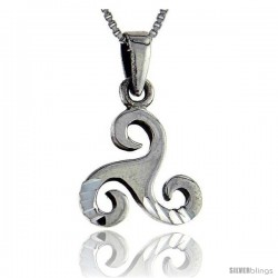 Sterling Silver Triskelion Celtic Symbol Pendant, 1 in tall -Style Pa47