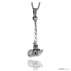 Sterling Silver Native American Stone Tomahawk Pendant, 1 1/16 in tall