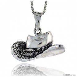 Sterling Silver Cowboy Hat Pendant, 1 in tall