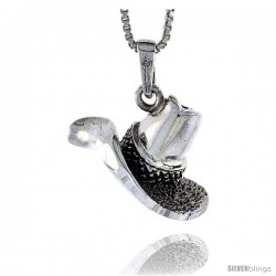 Sterling Silver Cowboy Hat Pendant, 3/4 in tall -Style Pa489