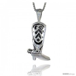 Sterling Silver Cowboy Boot Pendant, 1 in tall