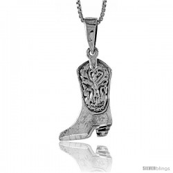 Sterling Silver Cowboy Boot Pendant, 3/4 in tall -Style Pa493