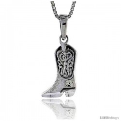 Sterling Silver Cowboy Boot Pendant, 5/8 in tall
