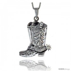 Sterling Silver Cowboy Boots Pendant, 1 1/16 in tall