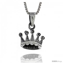 Sterling Silver Crown Pendant, 1/2 in tall -Style Pa501