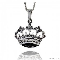 Sterling Silver Crown Pendant, 3/4 in tall