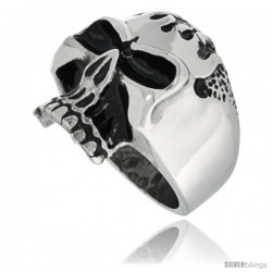 Surgical Steel Biker Skull Ring w/ Flames on Forehead