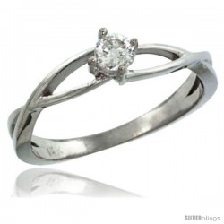 14k White Gold Loop Diamond Engagement Ring w/ 0.19 Carat Brilliant Cut ( H-I Color SI1 Clarity ) Diamond, 3/16 in. (4.5mm)