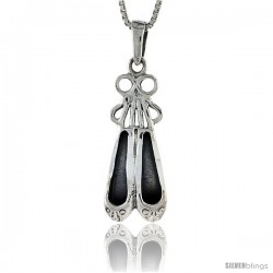 Sterling Silver Ballet Shoes Pendant, 1 in tall