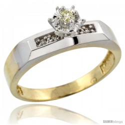 Gold Plated Sterling Silver Diamond Engagement Ring, 3/16 in wide -Style Agy109er