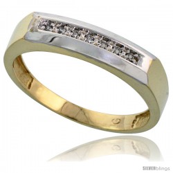 Gold Plated Sterling Silver Mens Diamond Wedding Band, 3/16 in wide -Style Agy109mb