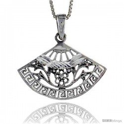 Sterling Silver Fan Pendant, 1 1/8 in tall