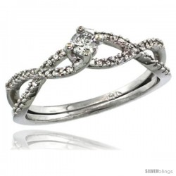 14k White Gold Braided Solitaire Diamond Engagement Ring w/ 0.30 Carat Brilliant Cut ( H-I Color VS2-SI1 Clarity ) Diamonds