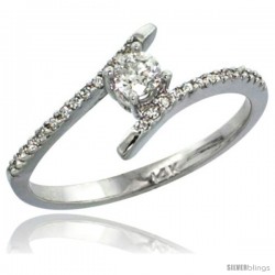 14k White Gold Solitaire Diamond Engagement Ring w/ 0.16 Carat (Center) & 0.08 Carat (Sides) Brilliant Cut ( H-I Color SI1