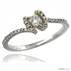 14k White Gold Solitaire Diamond Engagement Ring w/ 0.28 Carat Brilliant Cut ( H-I Color VS2-SI1 Clarity ) Diamonds, 9/32 in