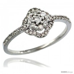 14k White Gold Clover Diamond Ring w/ 0.23 Carat Brilliant Cut ( H-I Color VS2-SI1 Clarity ) Diamonds, 3/8 in. (9mm) wide