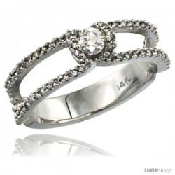 14k White Gold Solitaire Diamond Engagement Ring w/ 0.38 Carat Brilliant Cut ( H-I Color VS2-SI1 Clarity ) Diamonds, 1/4 in