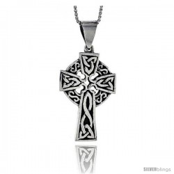 Sterling Silver Celtic Cross Pendant, 1 1/3 in long