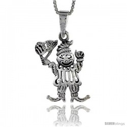 Sterling Silver Clown Pendant, 3/4 in tall -Style Pa518