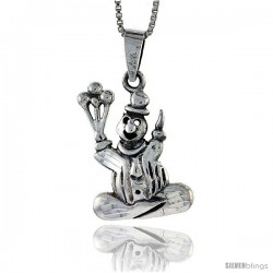 Sterling Silver Clown Pendant, 1 in tall