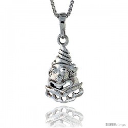 Sterling Silver Crying Clown Pendant,3/4 in tall