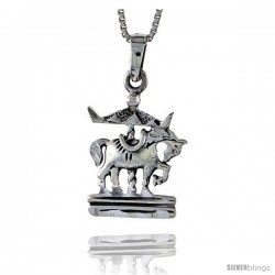 Sterling Silver Carousel Horse Pendant, 3/4 in tall -Style Pa522