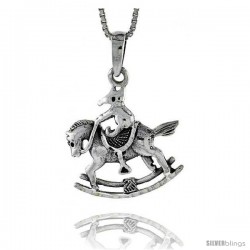 Sterling Silver Rocking Horse Pendant, 3/4 in tall -Style Pa523