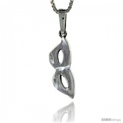 Sterling Silver Carnival Mask Pendant, 3/4 in tall
