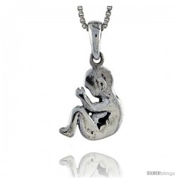 Sterling Silver Baby Fetus Pendant, 1/2 in tall