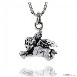 Sterling Silver Cherub Pendant 1/2 in tall